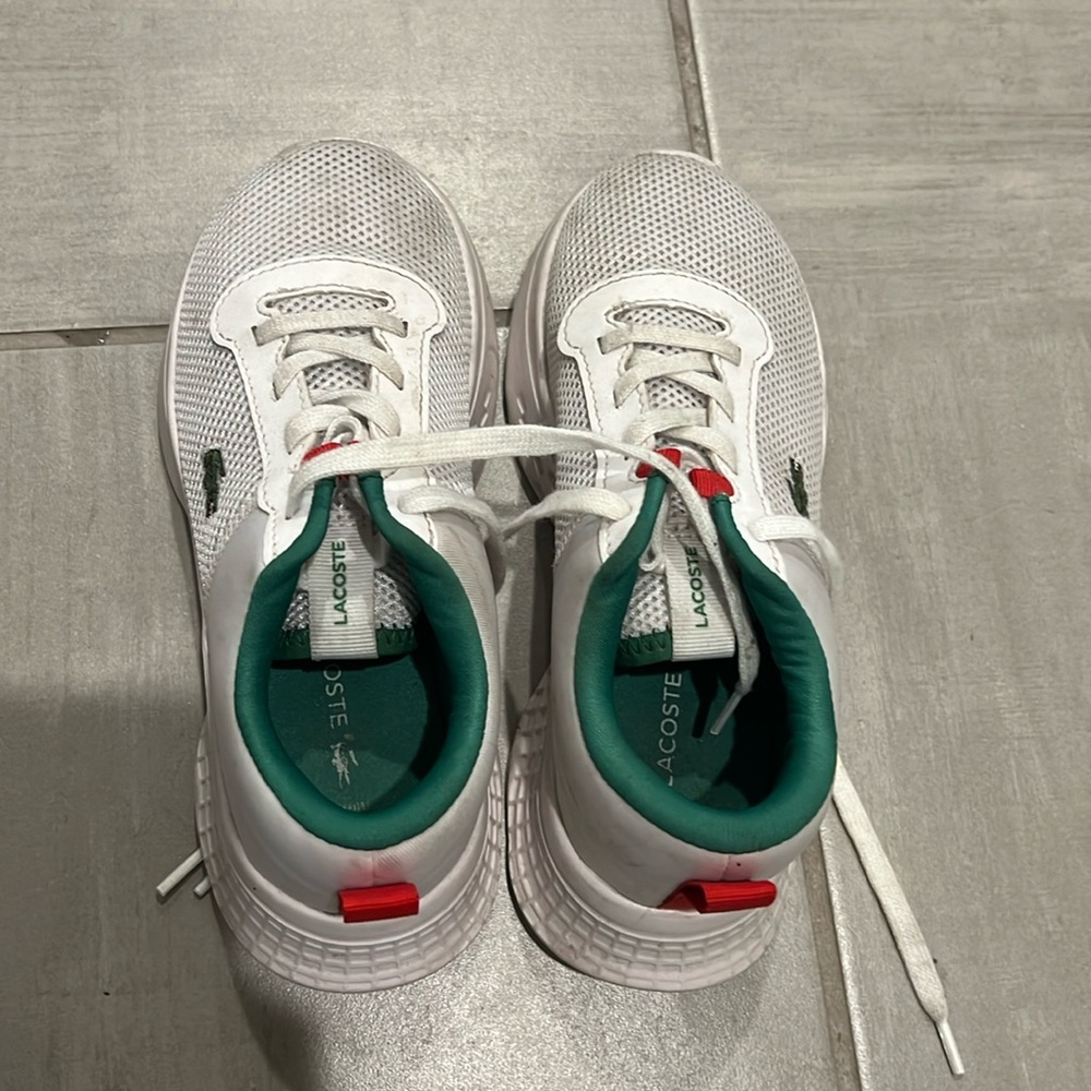 Lacoste Kids' White and Green Sneakers